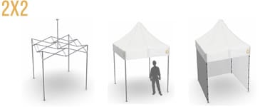 Carpa plegable cuadrada Classic de 2x2 m