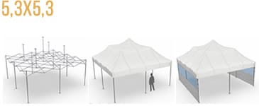 Carpa plegable Classic cuadrada de 5,3x5,3m